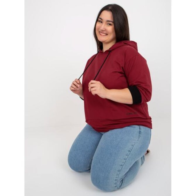 Dámská halenka s nápisem plus size HANRIETTA bordó Kaštanová, Univerzální