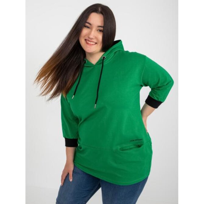 Dámská halenka s nápisem bavlněná plus size PATRICE zelená Zelená, Univerzální