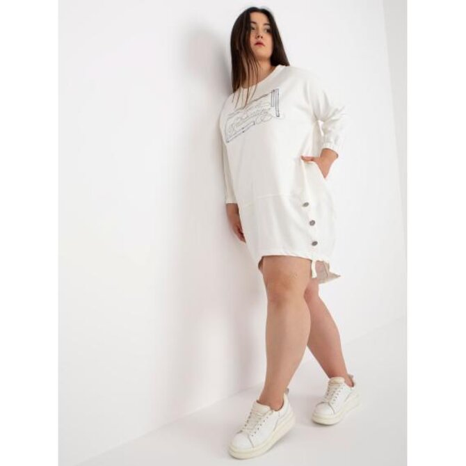 Dámské šaty s ozdobnými knoflíky plus size LIPA ecru Ecru, Univerzální