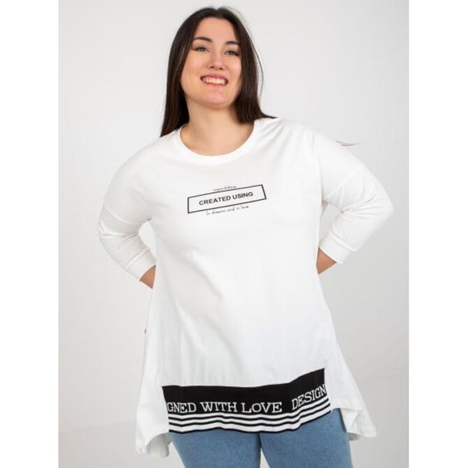 Dámská tunika plus size s 3/4 rukávy LEONELLE ecru Ecru, Univerzální