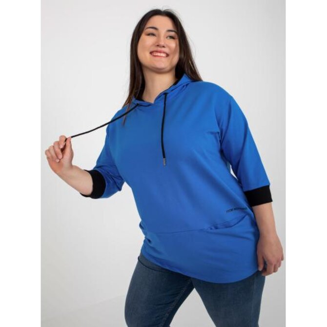 Dámská mikina s kapucí plus size JULE tmavě modrá Námořnická modrá, Univerzální