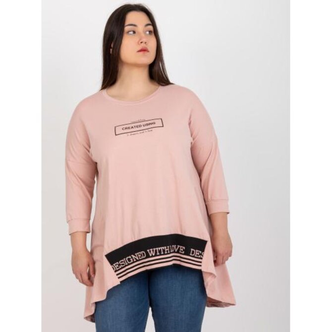 Dámská tunika s 3/4 rukávy plus size PANSY růžová Růžová, Univerzální