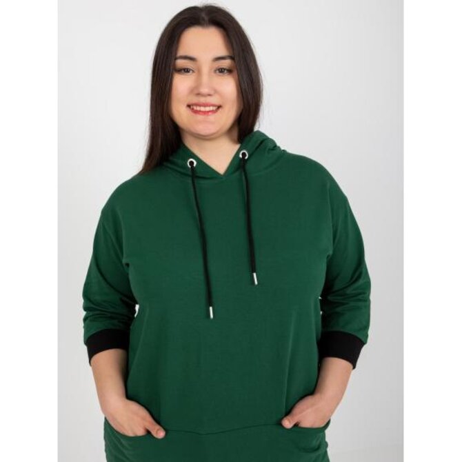 Dámská mikina s kapucí plus size SYDNEY tmavě zelená Tmavě zelená, Univerzální