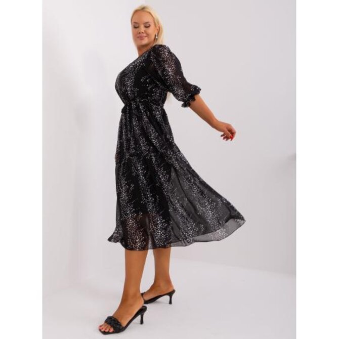 Dámské šaty s 3/4 rukávy plus size VITRA černé Černá, M/L