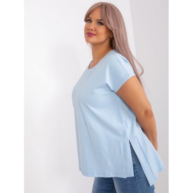 Dámské šaty s rozparky plus size KINNDA světle modré Světle modrá, Univerzální