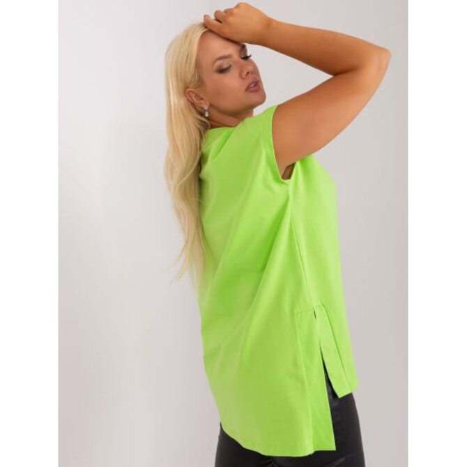 Dámská halenka s prodlouženým zadním dílem plus size ELENA světle zelená Zelená, Univerzální