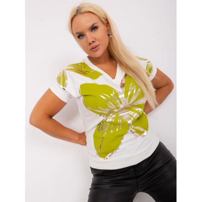 Dámská halenka s potiskem plus size CUTH ecru-khaki Khaki, Univerzální