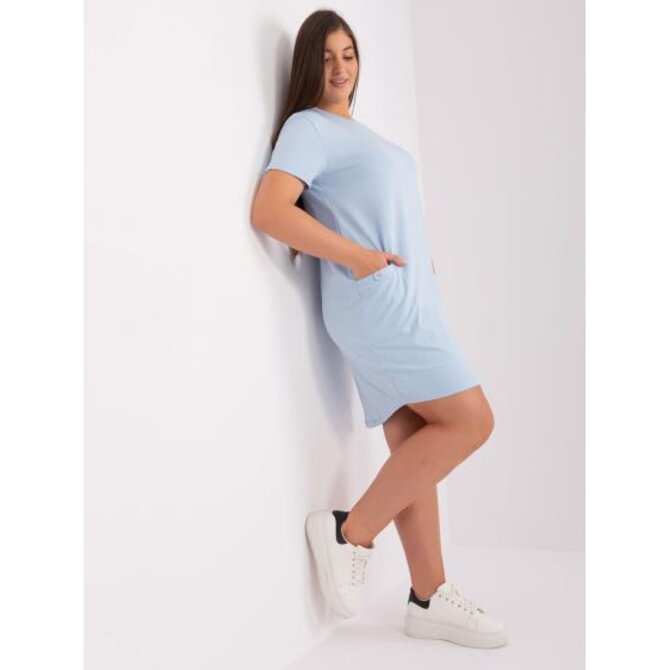 Dámské šaty z bavlny plus size IRKA světle modré Světle modrá, Univerzální