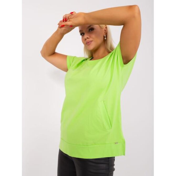 Dámská halenka plus size basic s kapsami CARLA světle zelená Zelená, Univerzální