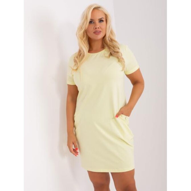 Dámské šaty plus size bavlněné KRYSTLE světle žlutá Žlutá, Univerzální