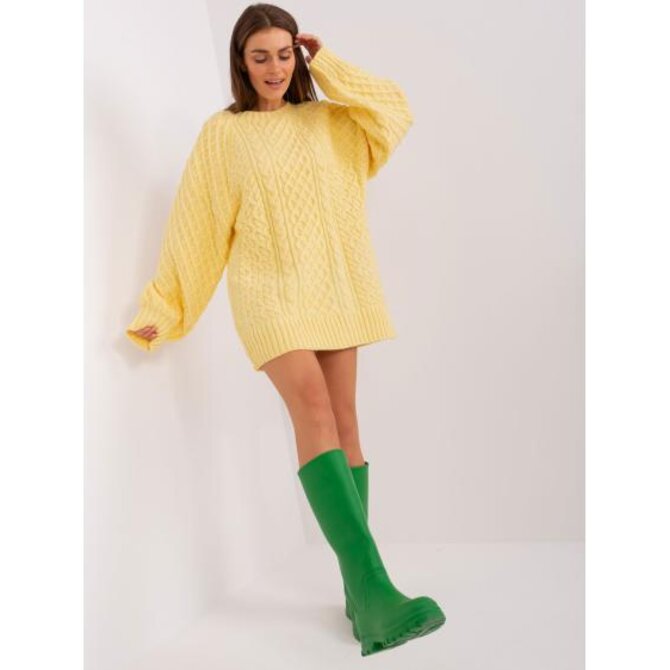 Dámské šaty oversize pletené ADAGIO světle žluté Žlutá, Univerzální