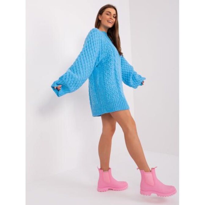 Dámské šaty oversize pletené ADIS modré Modrá, Univerzální