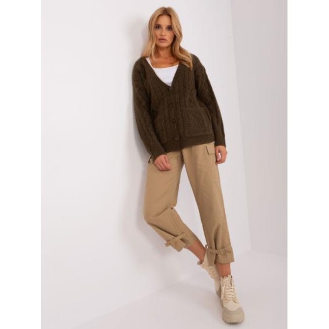 Dámský svetr na knoflíky TURA khaki Khaki, Univerzální