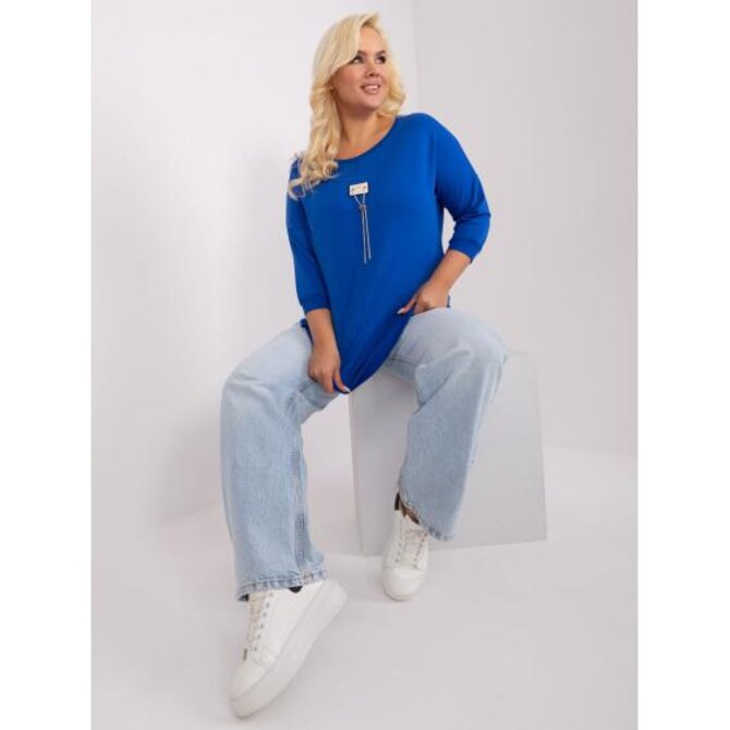 Dámská halenka plus size s žebrovaným lemem ERA tmavě modrá Námořnická modrá, Univerzální