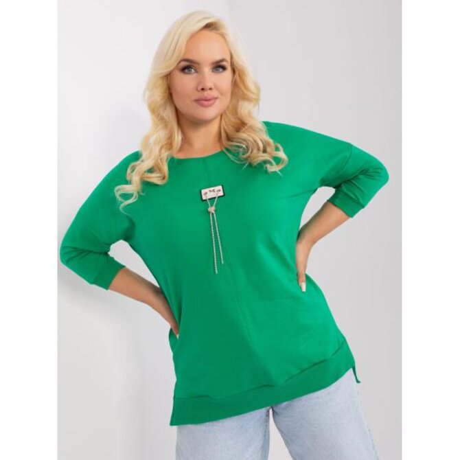 Dámská halenka plus size s žebrováním OTA zelená Zelená, Univerzální