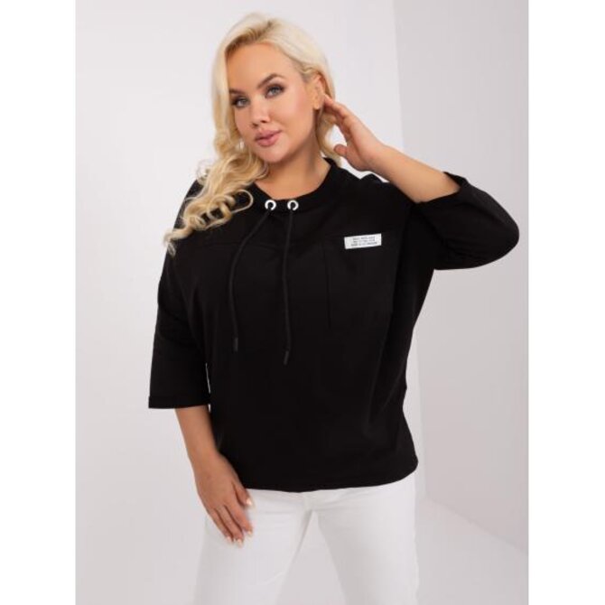 Dámská halenka plus size se zavazováním TINA černá Černá, Univerzální