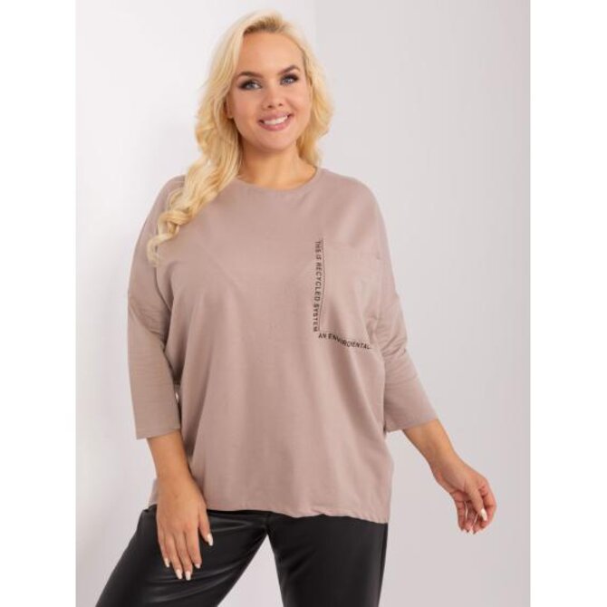 Dámská halenka plus size volného střihu ANI tmavě béžová Vícebarevný, Univerzální