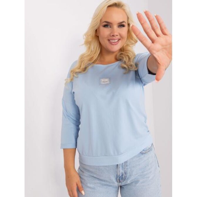Dámská halenka plus size s kulatým výstřihem DANE světle modrá Světle modrá, Univerzální