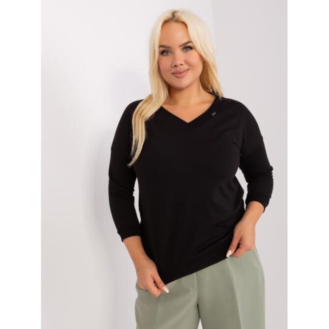 Dámská halenka plus size BASIC černá Černá, Univerzální