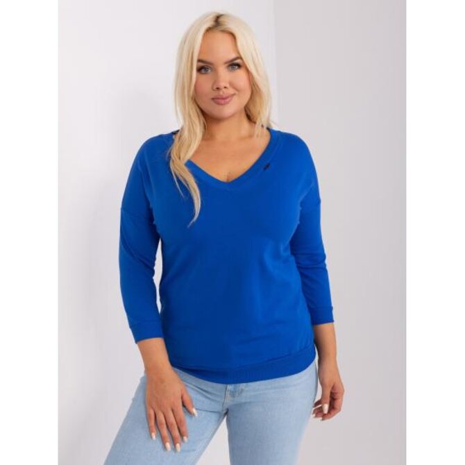 Dámská halenka plus size s výstřihem do tvaru srdíčka SOM kobaltově modrá Modrá, Univerzální