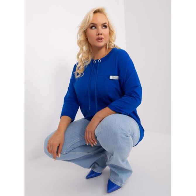 Dámská halenka plus size volného střihu VOER kobaltová Modrá, Univerzální
