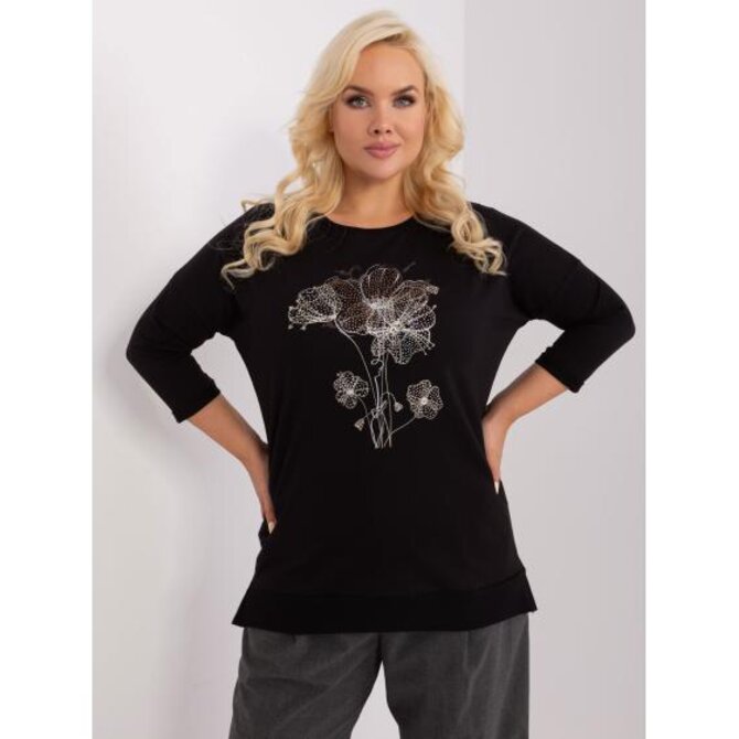 Dámská halenka plus size s kulatým výstřihem ZAR černá Černá, Univerzální