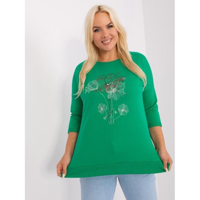 Dámská halenka plus size s 3/4 rukávy ISST zelená Zelená, Univerzální