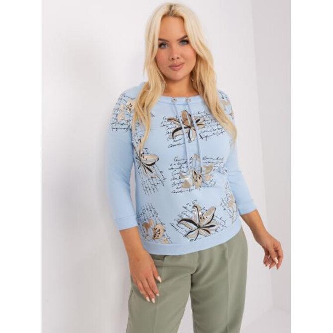 Dámská halenka plus size s potiskem ERYNE světle modrá Světle modrá, Univerzální