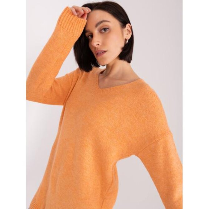Dámský svetr oversize s dlouhým rukávem RUE PARIS světle oranžový Oranžová, Univerzální
