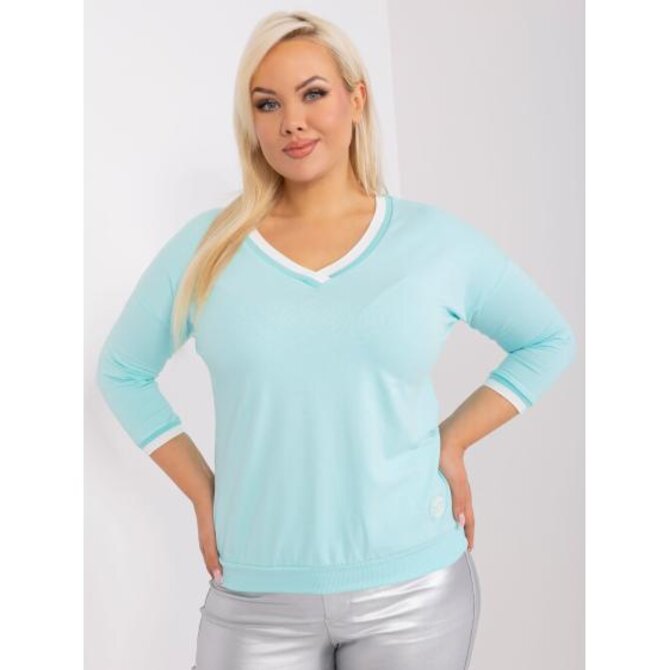 Dámská halenka s manžetami mátově plus size ALLINE zelená Mátová, Univerzální