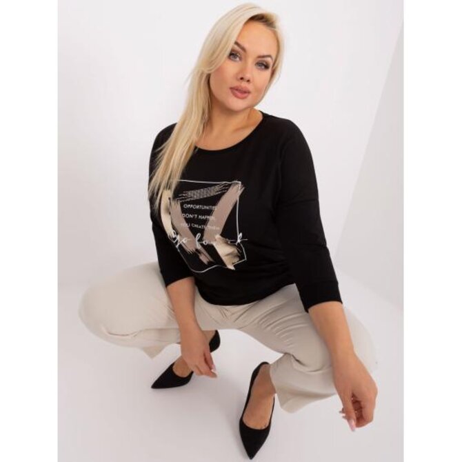 Dámská halenka s 3/4 rukávy plus size SILAS černá Černá, Univerzální