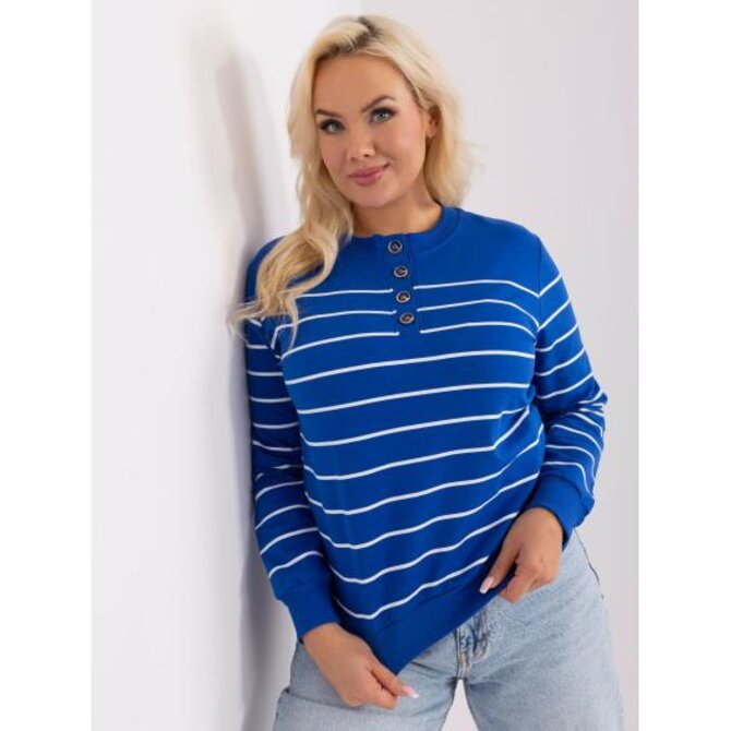 Dámská halenka plus size pruhovaná FELCIA kobaltová Modrá, Univerzální