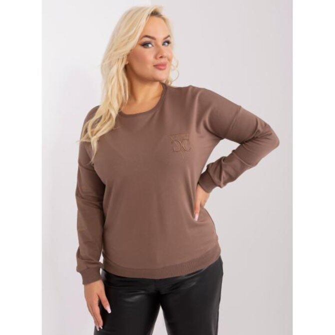 Dámská halenka plus size s kapsičkou s nášivkou DERA hnědá Hnědá, Univerzální