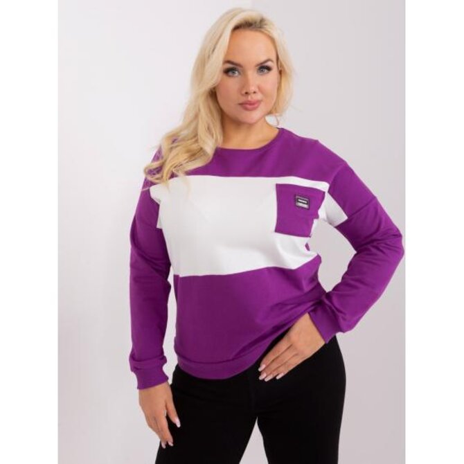Dámská halenka plus size s aplikací ABELA fialová a ecru Fialová, Univerzální
