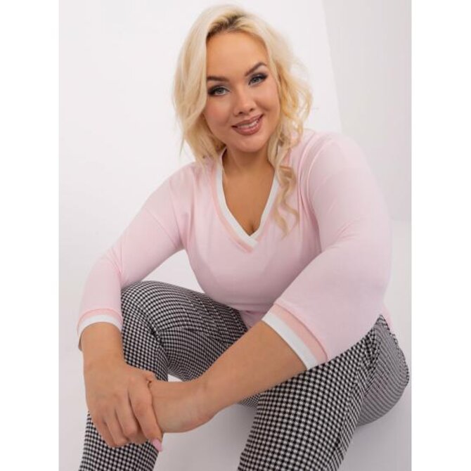 Dámská halenka plus size s manžetami PINBA světle růžová Růžová, Univerzální