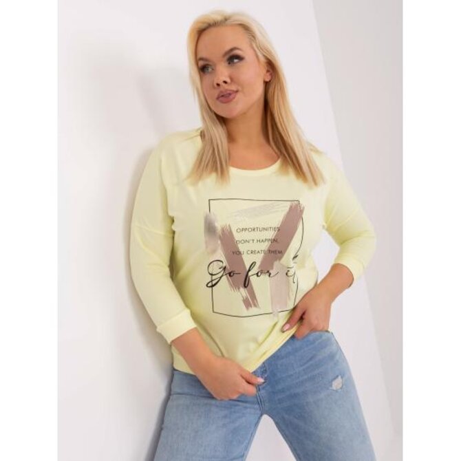 Dámská halenka plus size s kulatým výstřihem PEV světle žlutá Žlutá, Univerzální