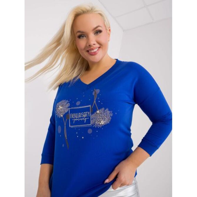 Dámská halenka plus size s aplikacemi DAM kobaltová Modrá, Univerzální