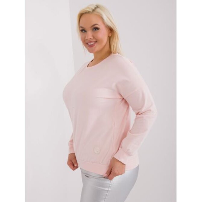 Dámská halenka plus size s dlouhým rukávem DAV světle růžová Růžová, Univerzální