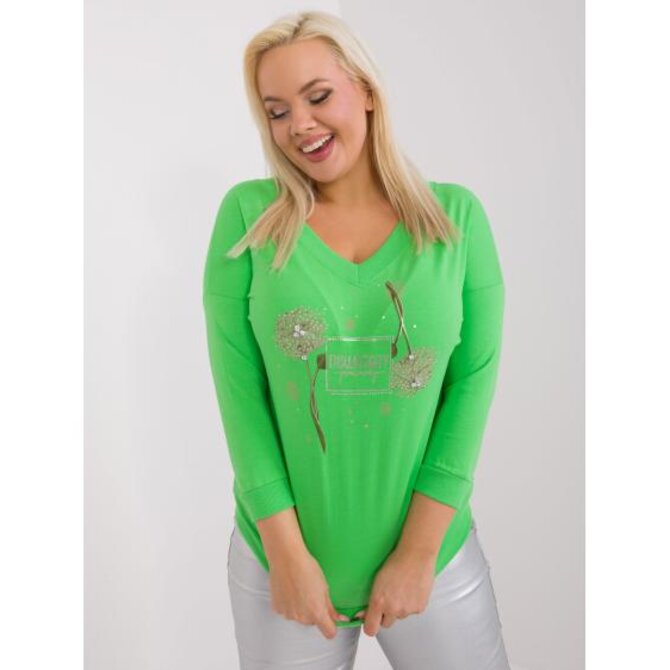 Dámská halenka plus size s 3/4 rukávy MEZ světle zelená Zelená, Univerzální