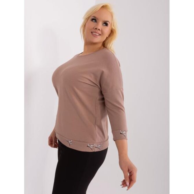 Dámská halenka z bavlny plus size IKDA tmavě béžová Vícebarevný, Univerzální