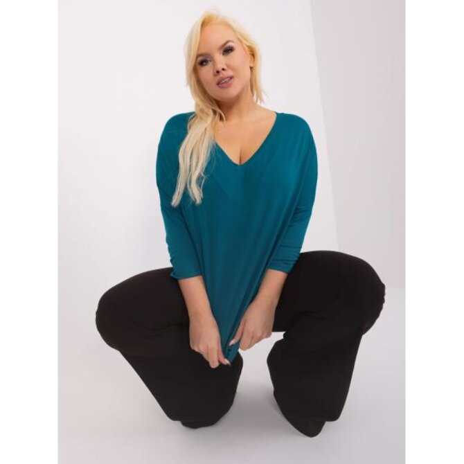 Dámská halenka s výstřihem do V plus size námořnická Mořská, Univerzální