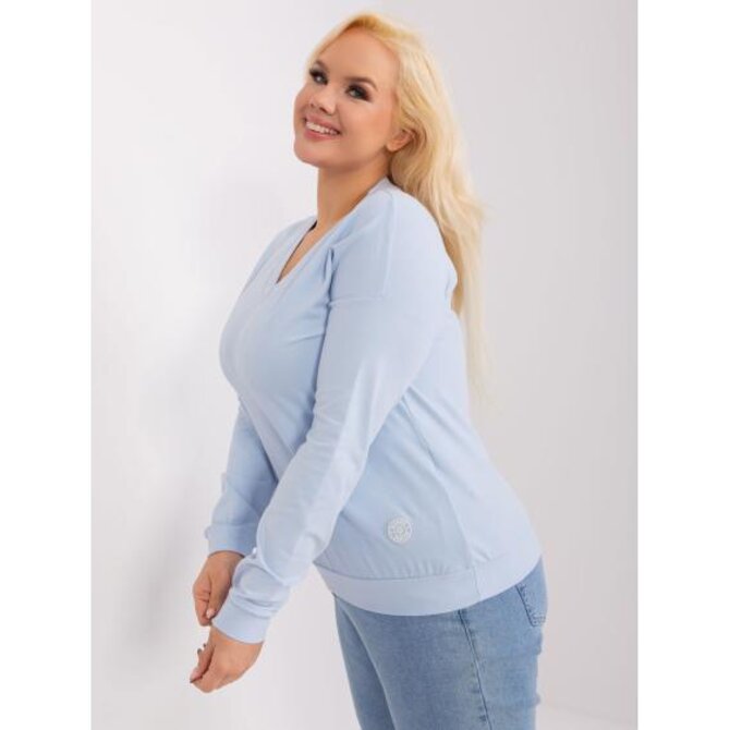 Dámská halenka s výstřihem do V plus size světle modrá Světle modrá, Univerzální