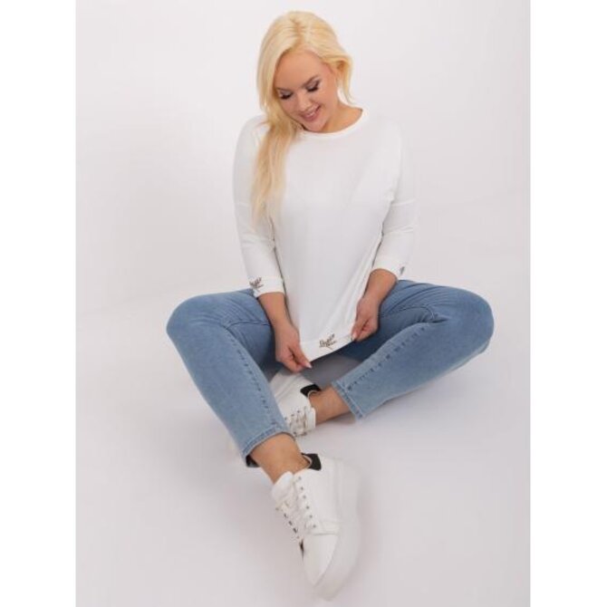Dámská halenka s ozdobným žebrováním plus size ecru Ecru, Univerzální