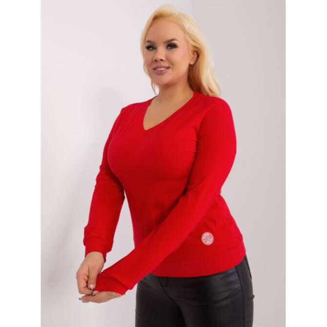 Dámská halenka s dlouhým rukávem plus size červená Červená, Univerzální