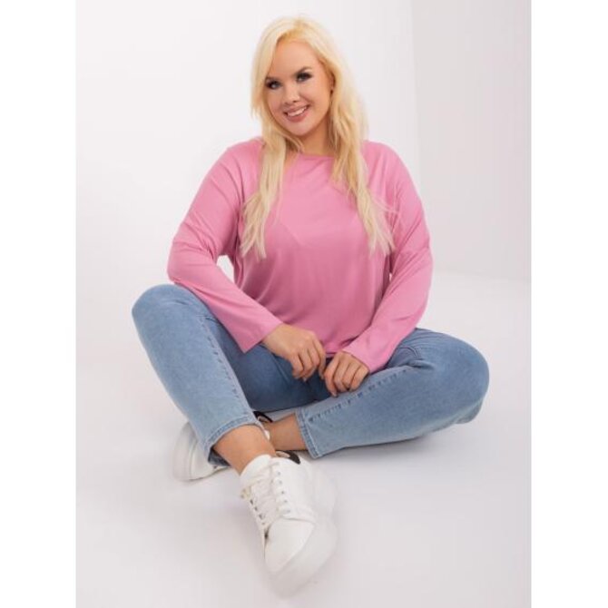 Dámská halenka s nášivkou plus size PALOMA růžová Růžová, Univerzální