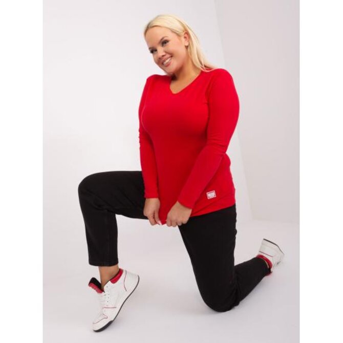 Dámská halenka s kulatým výstřihem plus size BEVA červená Červená, Univerzální
