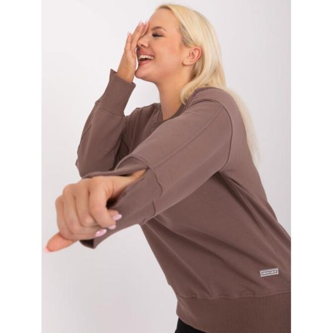 Dámská mikina plus size z bavlny SIS hnědá Hnědá, Univerzální