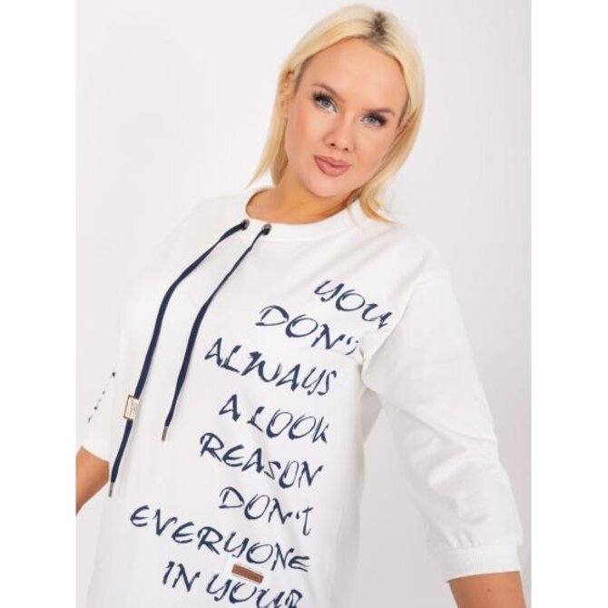 Dámská halenka plus size  s nápisem NERA ecru Ecru, Univerzální