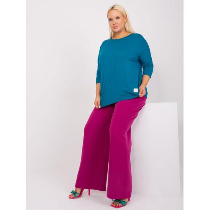 Dámská halenka s 3/4 rukávy bavlněná plus size MAKA mořská Mořská, Univerzální