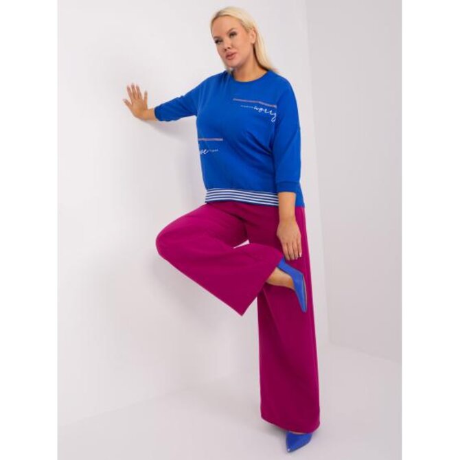 Dámská halenka plus size s nápisem MIRA modrá Modrá, Univerzální